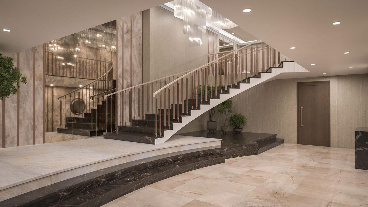 Residential corridor with continuous linear lighting